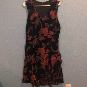 ICE Crushed Velvet Sleeveless Ruffled Hem Dress